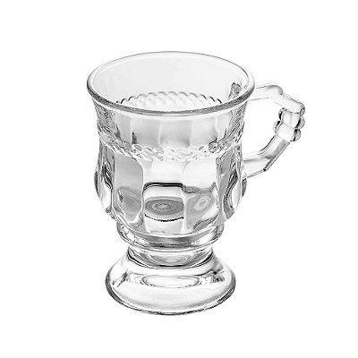 Taça de Cappuccino de Cristal com Alça e Pé Diamante 142ml - Lyor