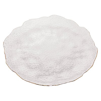 Prato para Servir de Cristal Martelado com Borda Dourada Taj 20cm - Wolff