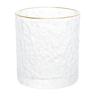 Copo para Whisky de Cristal Martelado com Fio de Ouro Petra 340ml - Lyor