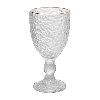Conjunto 6 Taças de Água de Cristal Martelado com Fio de Ouro Petra 320ml - Lyor