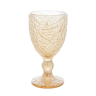 Conjunto 6 Taças de Água de Cristal Martelado Petra Âmbar Metalizado 320ml - Lyor
