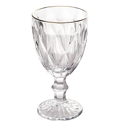 Conjunto 6 Taças de Água de Vidro com Fio de Ouro Diamond 330ml - Lyor