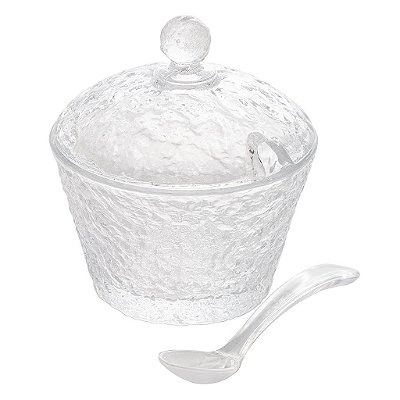 Açucareiro de Cristal Martelado com Colher e Tampa Petra 10cm - Lyor