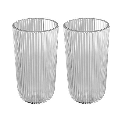 Conjunto 2 Copos Altos de Vidro Lines 450ml - Wolff