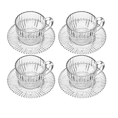 Conjunto 4 Xícaras de Chá de Cristal Império 220ml - Wolff