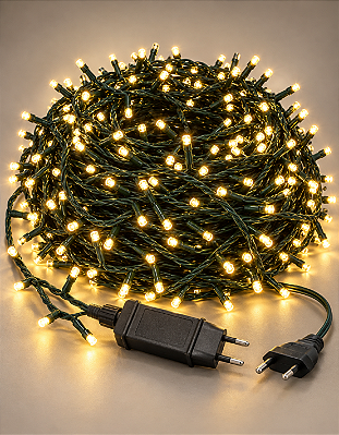 Pisca Estrobo 50m 1600 LEDs Bivolt Branco Quente 320 Flashes