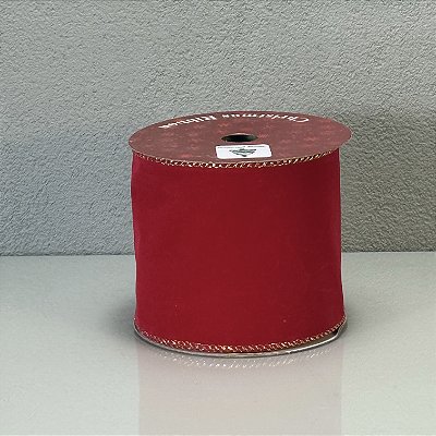 Fita Decorativa Aramada Vermelha 10cm x 9.14m