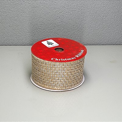 Fita Decorativa Aramada Bege 6.3cm x 9.14m