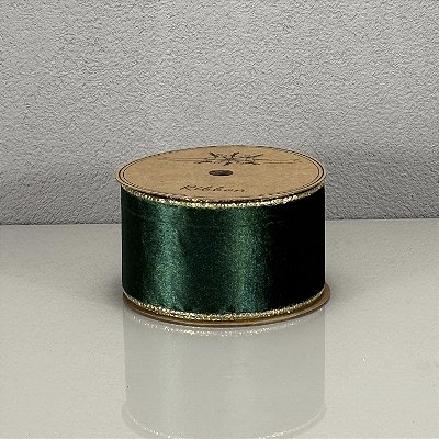 Fita Decorativa Aveludada Verde Escuro 6.3cm x 9.14m
