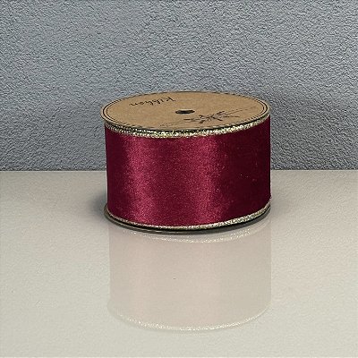 Fita Decorativa Aveludada Vermelha 6.3cm x 9.14m