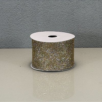 Fita Decorativa Champanhe Telada 6.3cm x 9.14m