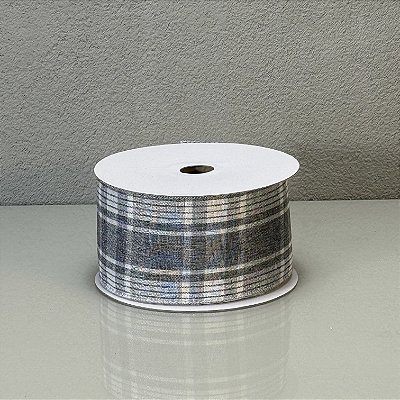 Fita Decorativa Cinza Dois Tons 6.3cm x 9.14m