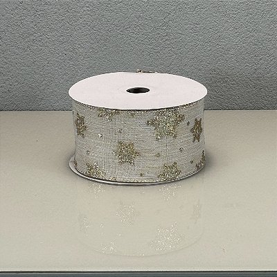 Fita Decorativa Floco de Neve 6.3cm x 9.13m