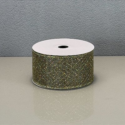 Fita Decorativa Natural com Dourado em Juta 6.3cm x 9.14m