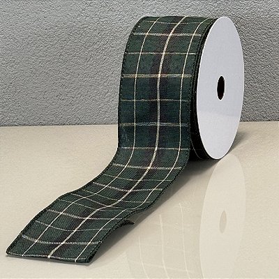 Fita Decorativa Verde com Xadrez 6.3cm x 9.14m