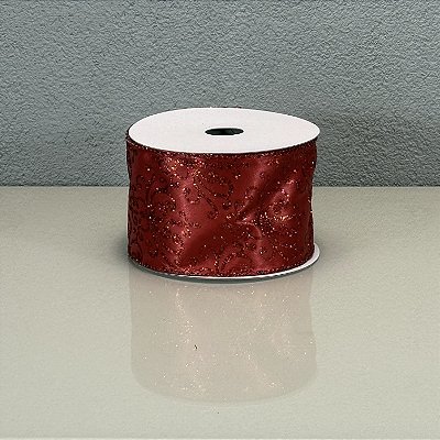 Fita Decorativa Vermelha Lisa 6.3cm x 9.14m