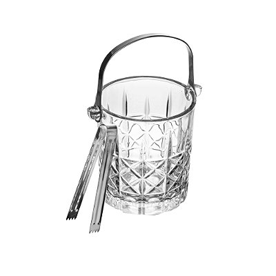 Balde para Gelo de Vidro com Pegador Flor de Lotús 15cm x 13cm x 14cm - Wolff