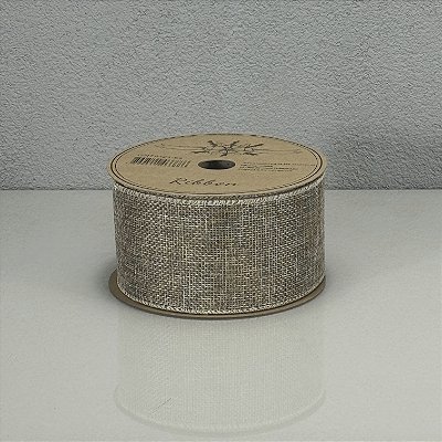 Fita Decorativa Aramada Dourada 6,3cm x 9,14m