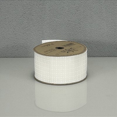 Fita Decorativa Aramada Branca 6,3cm x 9,14m