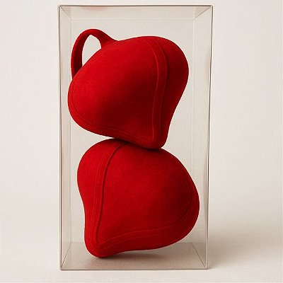 Conjunto 2 Bolas de Natal Onion Flocada Vermelha 10cm