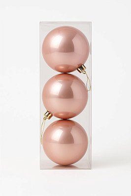 Conjunto 3 Bolas de Natal Perolado Rosa 10cm