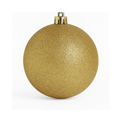 Bola de Natal Glitter Dourada 12cm