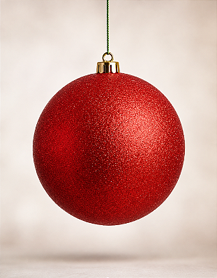 Bola de Natal Vermelha 15cm Glitter