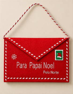 Enfeite Carta Para Papai Noel Feltro Vermelho Natalino 25x16cm