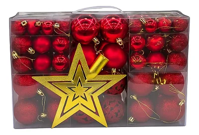 Kit Bola de Natal com 101 Peças Vermelho