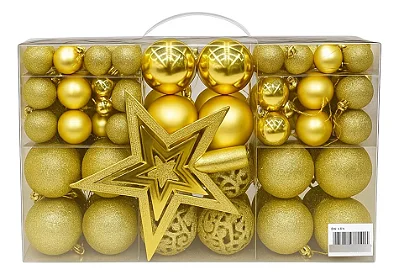 Kit Bola de Natal com 101 Peças Dourado