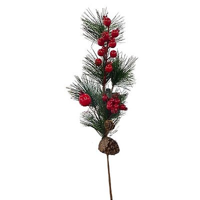 Haste Berry e Pinha Verde com Vermelho 35cm