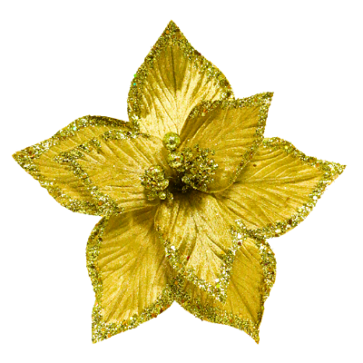 Flor Natalina 30cm 8 Pétalas Dourado