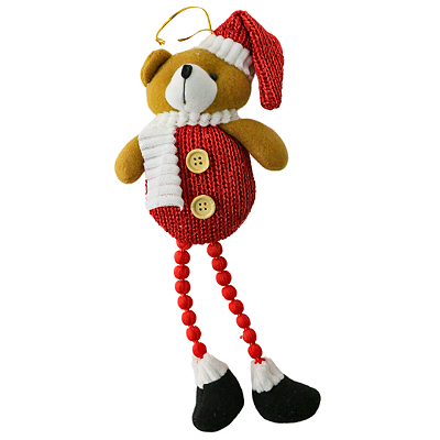 Boneco Natalino 30cm Urso Vermelho