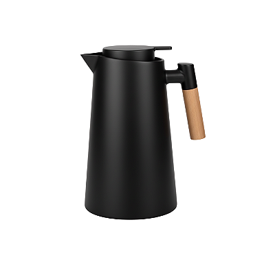 Garrafa Termica 1L Alça de Bambu Cor Preta