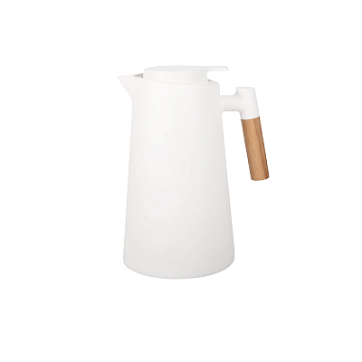 Garrafa Termica 1L Alça de Bambu Cor Branca
