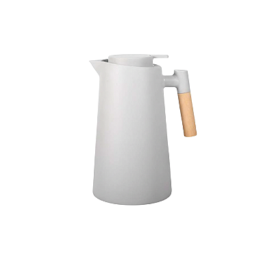 Garrafa Termica 1L Alça de Bambu Cor Cinza
