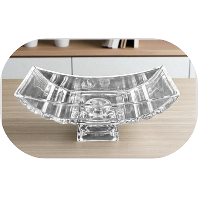 Centro de Mesa Cristal Lapidado com Pé 30x13x12cm