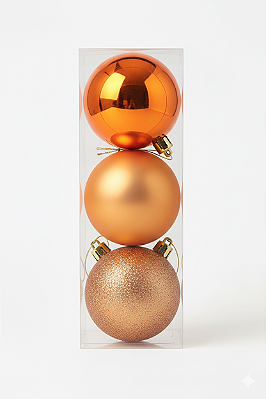 Conjunto 3 Bolas de Natal Mix Laranja 10cm