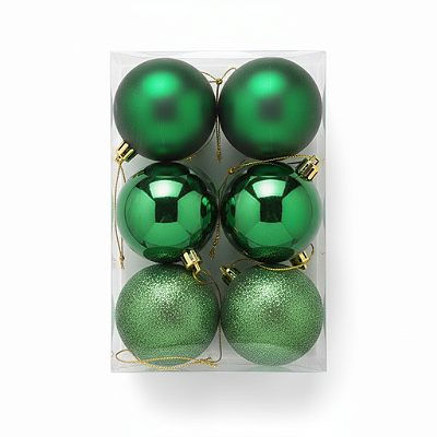 Conjunto 6 Bolas de Natal Mix Verde 6cm