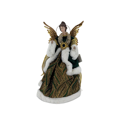 Anjo Ponteira de Árvore Verde e Creme