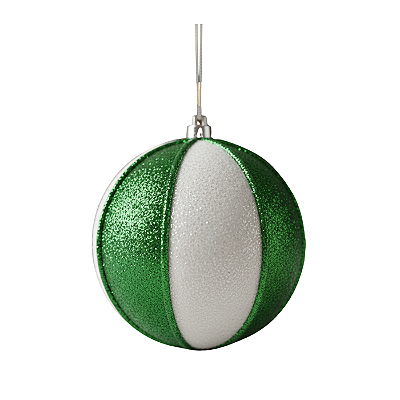 Bola de Natal Decorada 10cm Gomos Verde e Branco