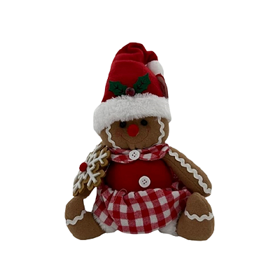 Gingerbread Gorro Papai Noel Sentado Menina 39cm