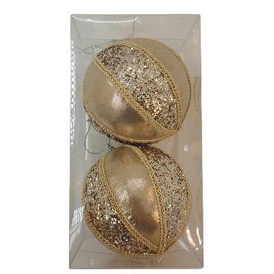 Conjunto 2 Bolas de Natal 10cm Champanhe