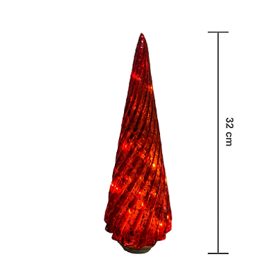 Árvore Vidro com Led Vermelho 32cm