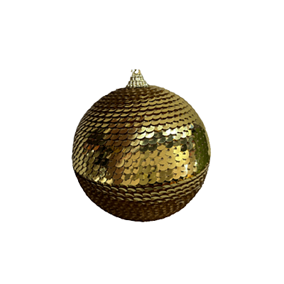 Conjunto 2 Bolas de Natal 10cm Decorada Lantejola Dourada