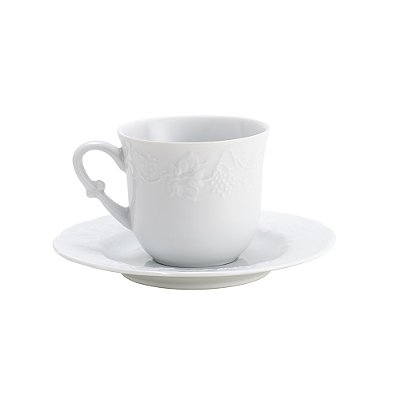 Conjunto 6 Xícaras de Café de Porcelana Limoges com Pires Vendange 100ml - Wolff