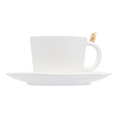 Conjunto 2 Xícaras de Chá de Cerâmica Colibri com Pires Branco 170ml - Wolff