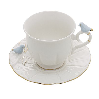 Conjunto 4 Xícaras de Chá Birds de Porcelana 200ml - Wolff