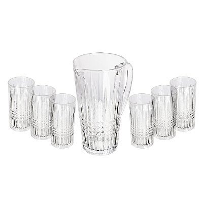 Conjunto Jarra com 6 Copos de Vidro Queen 1,5L/320ml - Wolff