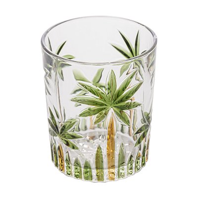 Conjunto 6 Copos Baixo Palm Tree Handpaint 340ml Cristal Ecológico - Wolff